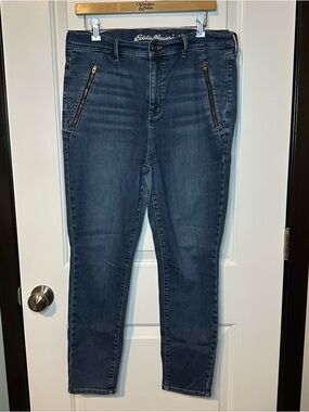 Eddie Bauer Curvy High-Rise Skinny Jeans Dark Wash Zip Detail | Women’s 16